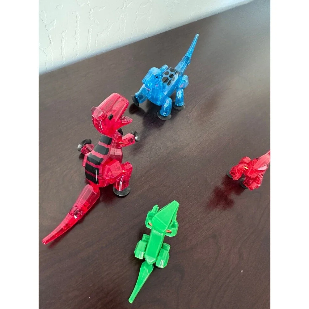 Zing Stikbot Dino Lot 4 T-Rex Raptor Brontosaurus Poseable Suction Cup Toys
